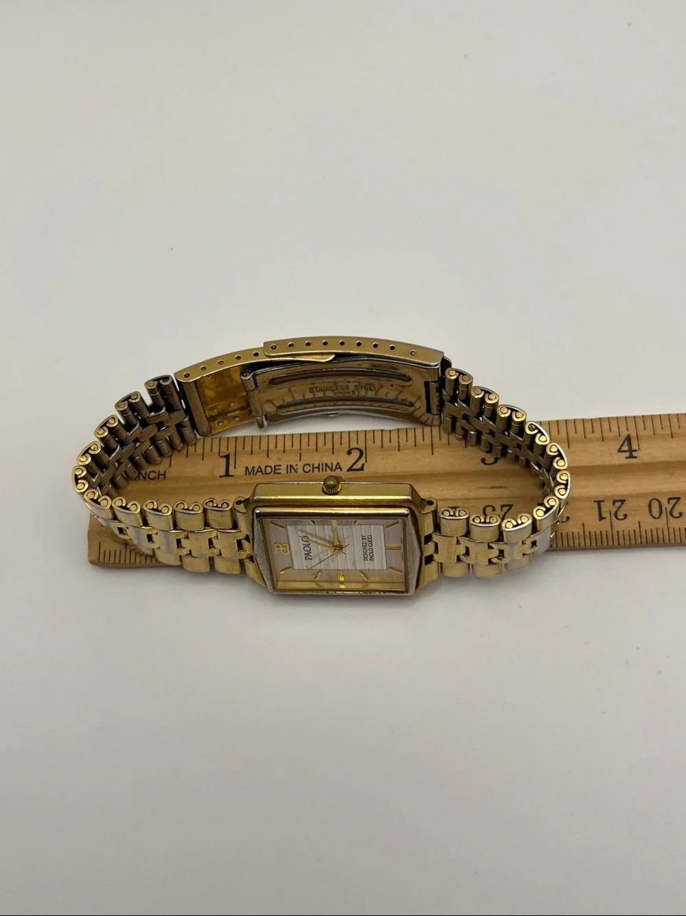 Paolo (Designed by Paolo Gucci) Gold Tone Rectangular Dress Smartwatch